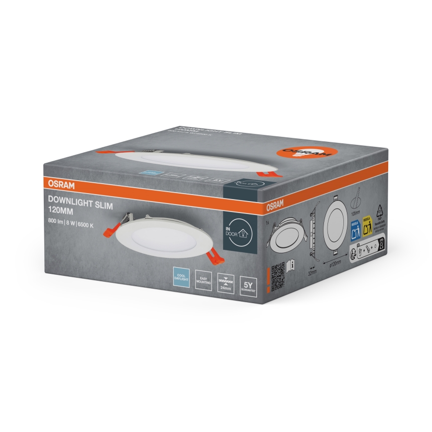 Osram - SLIM iebūvējams LED gaismeklis 8W/230V 6500K Ø12 cm