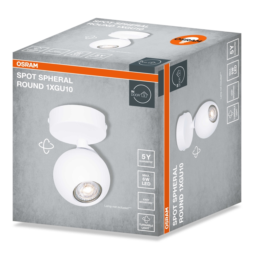 Osram - SPOT SPHERAL 1xGU10/6W/230V, balts spot gaismeklis