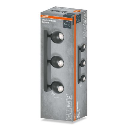 Osram - SPOT SPHERAL 3xGU10/6W/230V melns spot gaismeklis