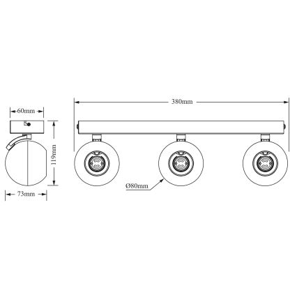 Osram - SPOT SPHERAL 3xGU10/6W/230V melns spot gaismeklis