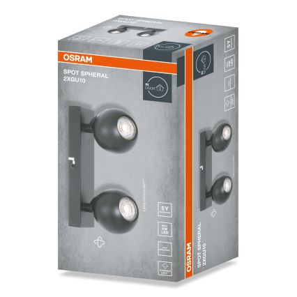 Osram - SPOT SPHERAL virsmas gaismeklis 2xGU10/6W/230V melns