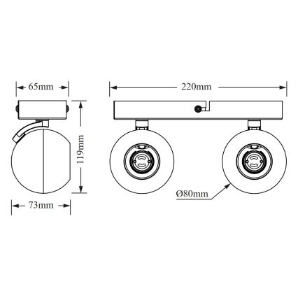 Osram - SPOT SPHERAL virsmas gaismeklis 2xGU10/6W/230V melns