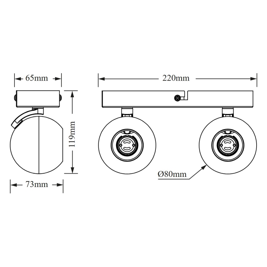 Osram - SPOT SPHERAL virsmas gaismeklis 2xGU10/6W/230V melns