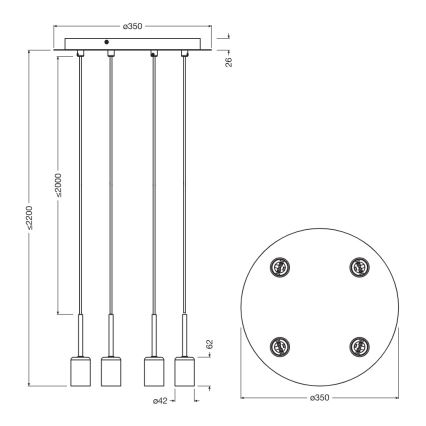 Osram - Strāvas kabelis NEEDLE PENDANT 4xE27/25W/230V bēšs