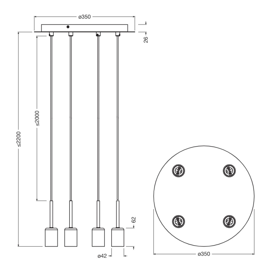 Osram - Strāvas kabelis NEEDLE PENDANT 4xE27/25W/230V bēšs