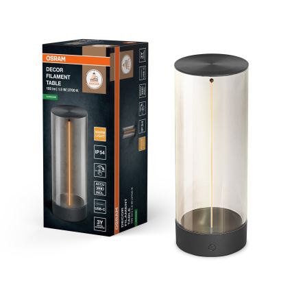 Osram - LED ar pieskārienu regulējama āra galda lampa ENDURA STYLE LED/1,5W/5V 2500 mAh USB IP54 antracīts