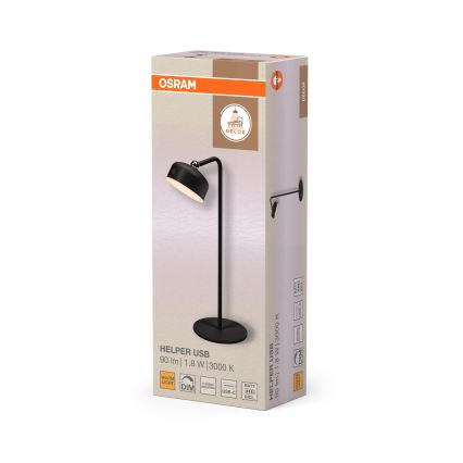 Osram - Uzlādējama, regulējama LED galda lampa 3 vienā DECOR HELPER LED/1,8W/5V melna