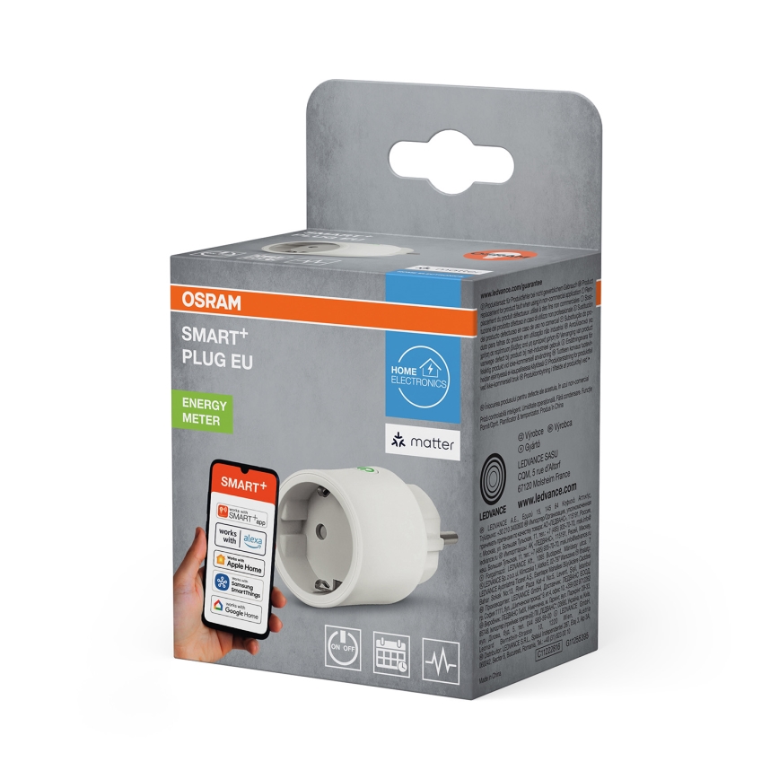 Osram - Viedā kontaktligzda SMART+ MATTER SCHUKO 2300W/230V/10A Wi-Fi balta