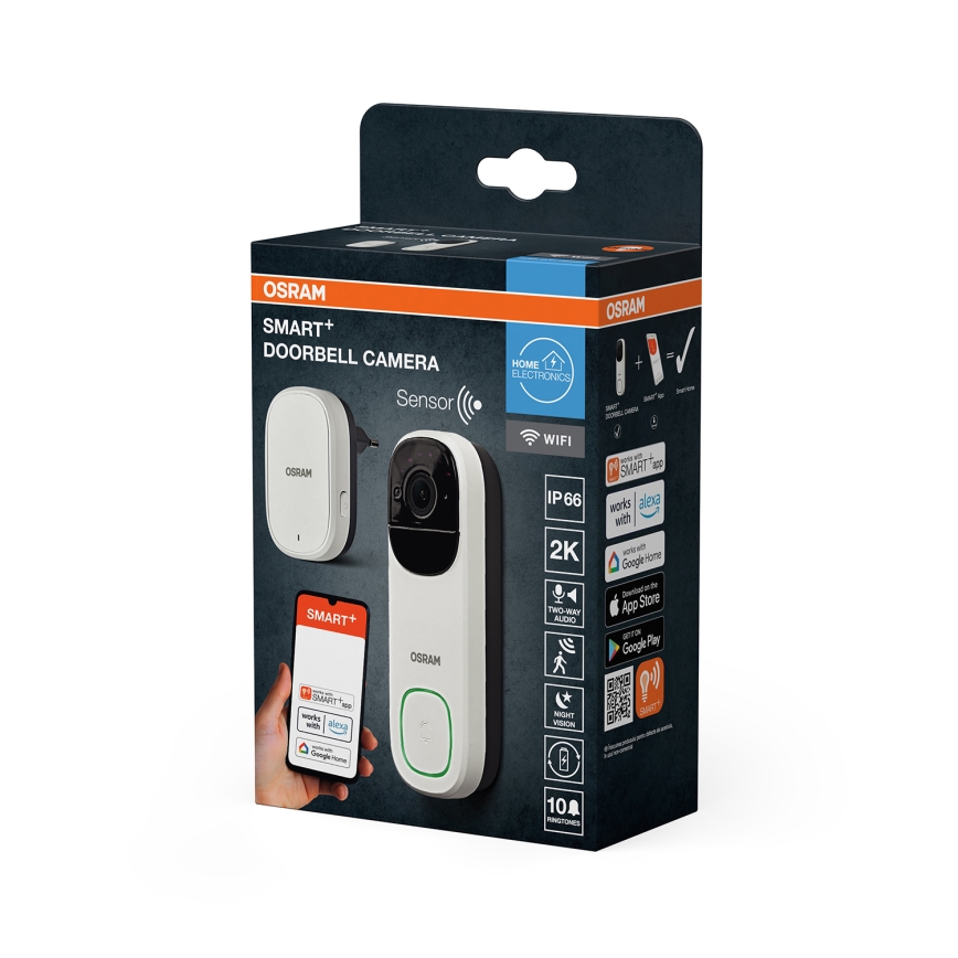 Osram - Viedais video durvju zvans ar sensoru 2K SMART+ 230V IP66 Wi-Fi