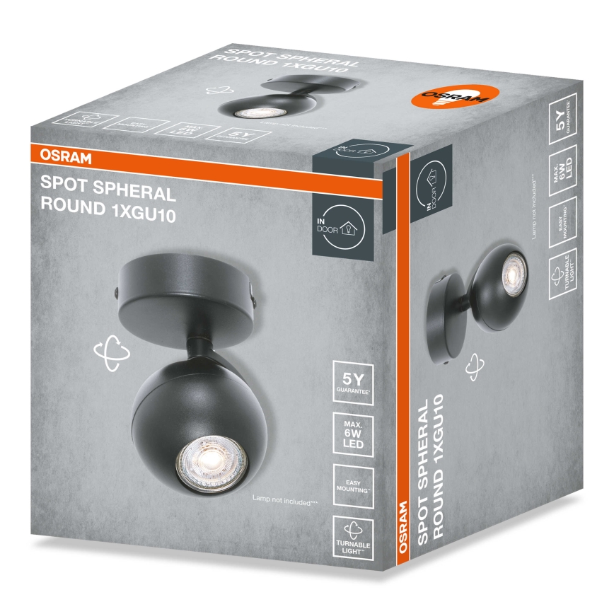 Osram - virziena gaismeklis SPOT SPHERAL 1xGU10/6W/230V melna