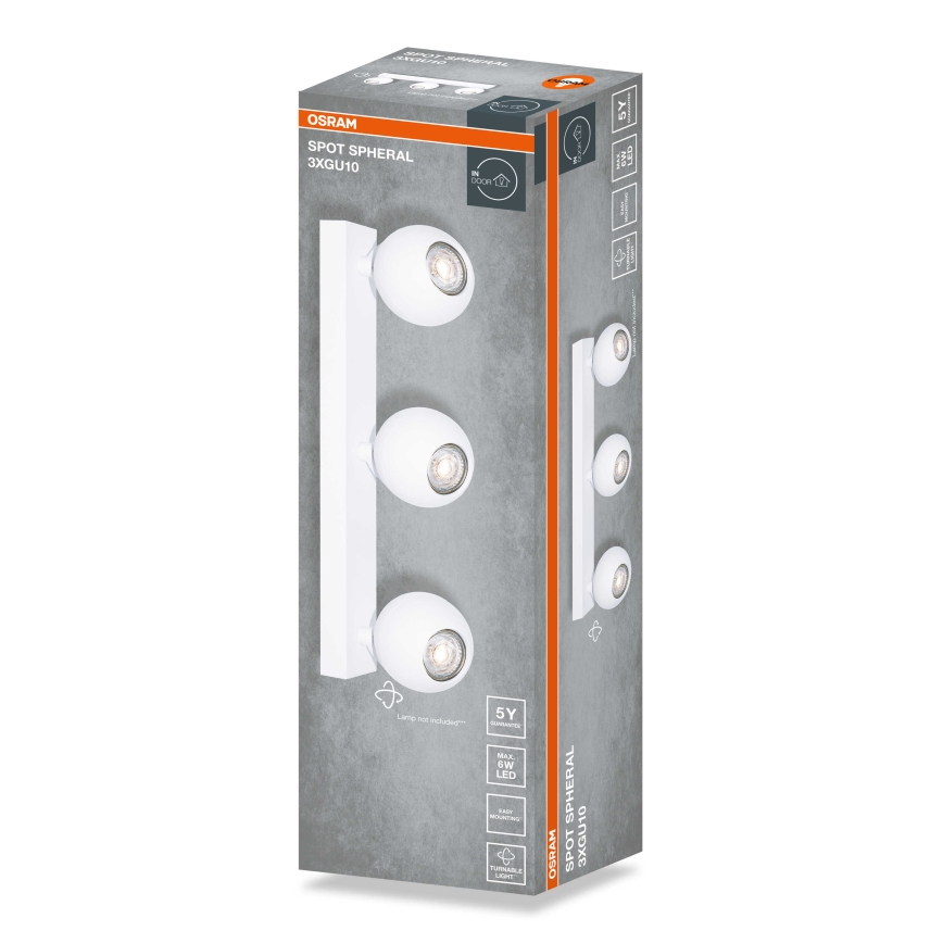 Osram - Virziena gaismeklis SPOT SPHERAL 3xGU10/6W/230V balts