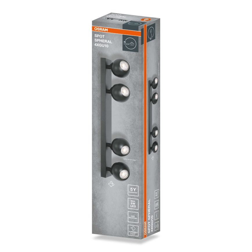 Osram - Virziena gaismeklis SPOT SPHERAL 4xGU10/6W/230V melns
