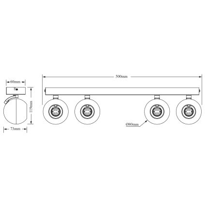 Osram - Virziena gaismeklis SPOT SPHERAL 4xGU10/6W/230V melns