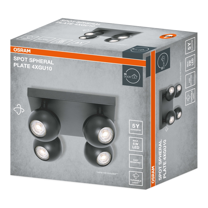 Osram - virziena gaismeklis SPOT SPHERAL 4xGU10/6W/230V melns