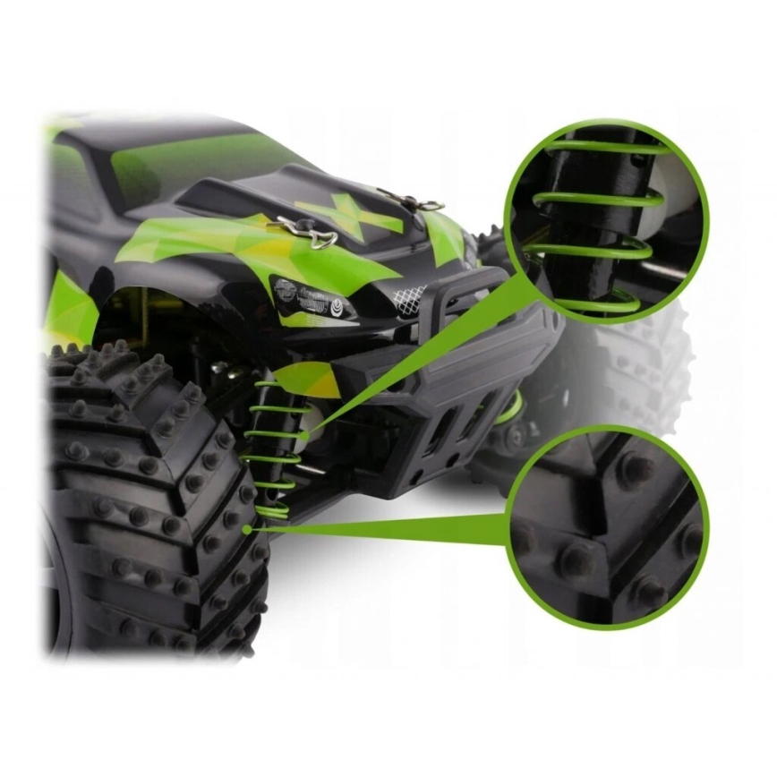 Overmax - RC automašīna ar tālvadības pulti X-MONSTER 3.0 1700 mAh melna/zaļa