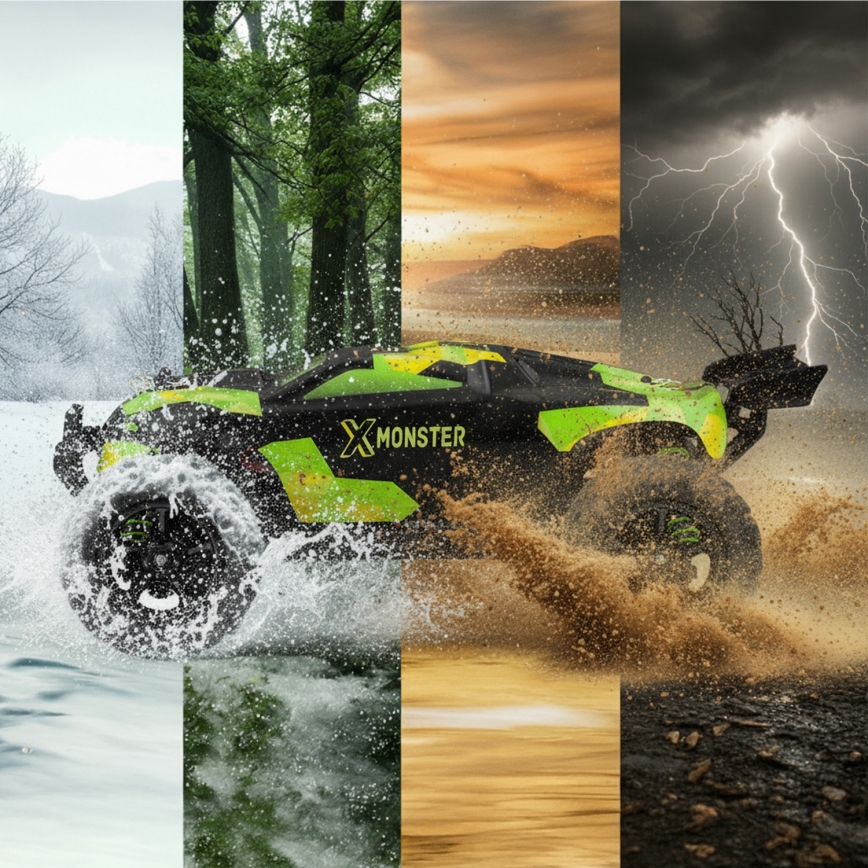 Overmax - radiovadāma automašīna X-MONSTER 3.5 1700 mAh melna/sarkana/zaļa