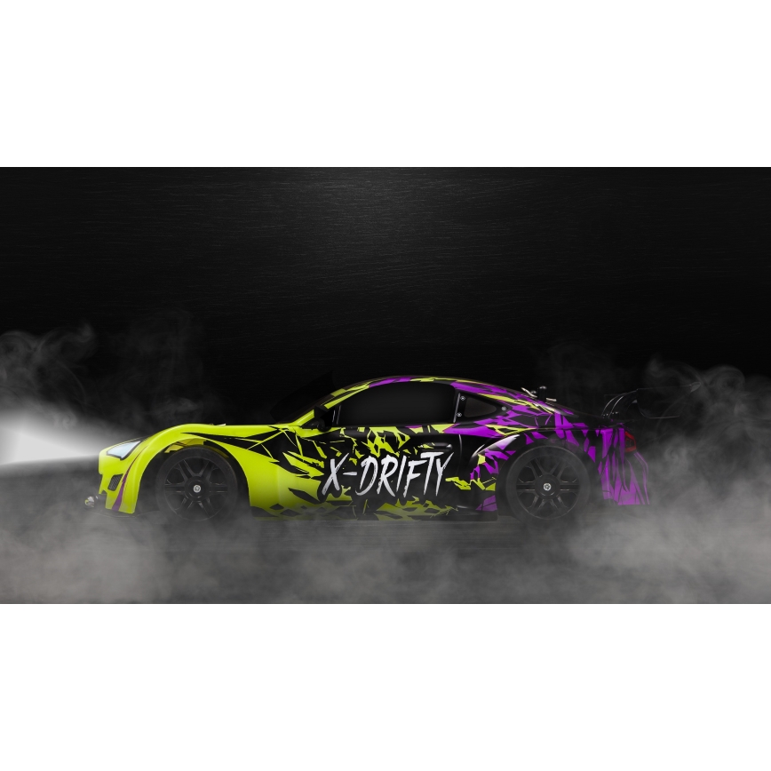 Overmax - RC drifta auto ar tālvadību X-DRIFT 1000 mAh dzeltena/violeta