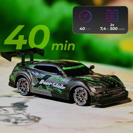 Overmax - RC drift automašīna ar tālvadību X-OVERSLIDE 1000 mAh melna/zaļa/zila/sarkana