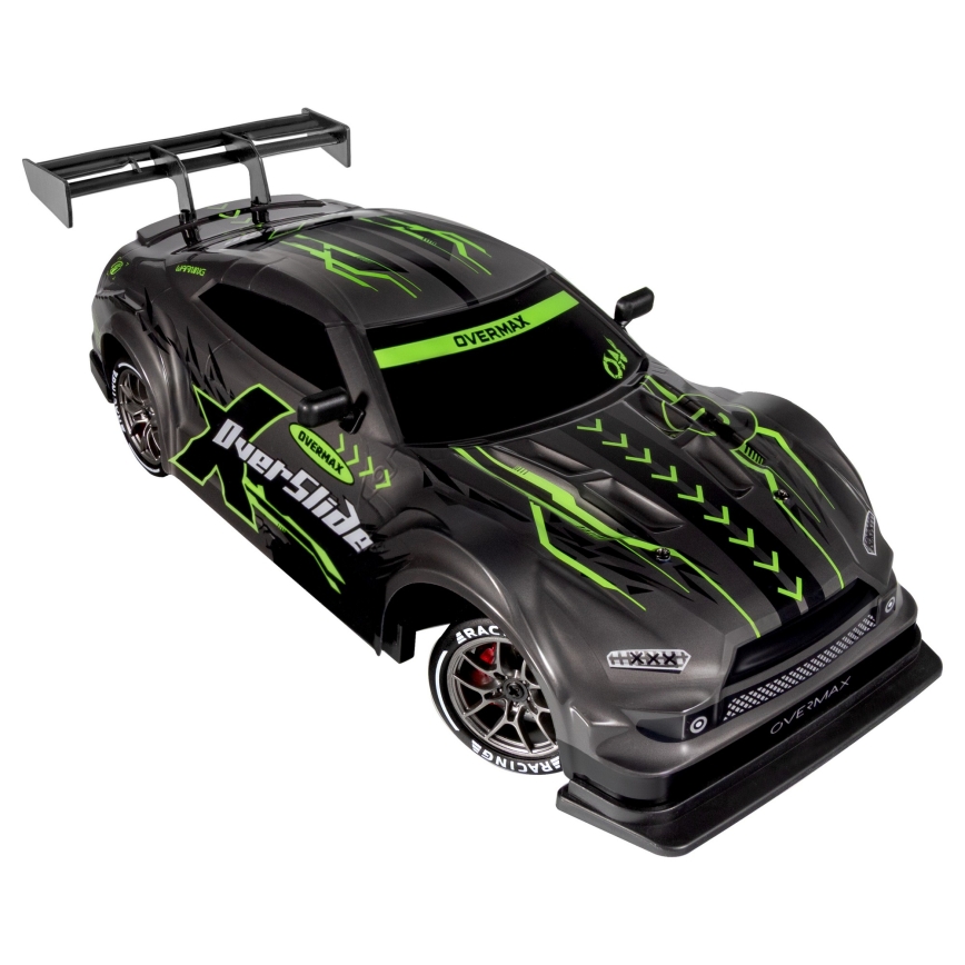 Overmax - RC drift automašīna ar tālvadību X-OVERSLIDE 1000 mAh melna/zaļa/zila/sarkana