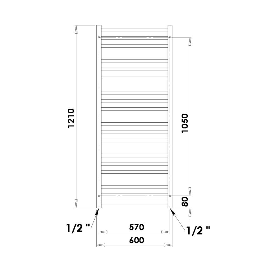 P.M.H. AV4B - Vannas istabas dvieļu radiators AVENTO 567W 121 cm melns