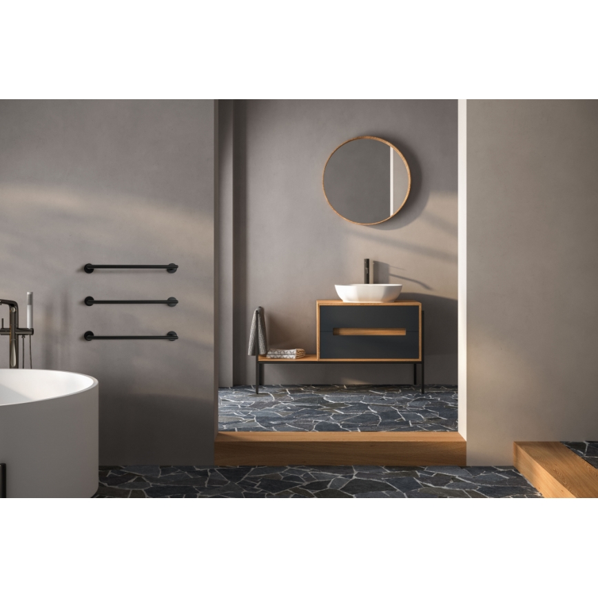 P.M.H. IN1B-R - Elektriskais dvieļu žāvētājs INGA 17W/230V 85,9 cm IP44 labais/melns