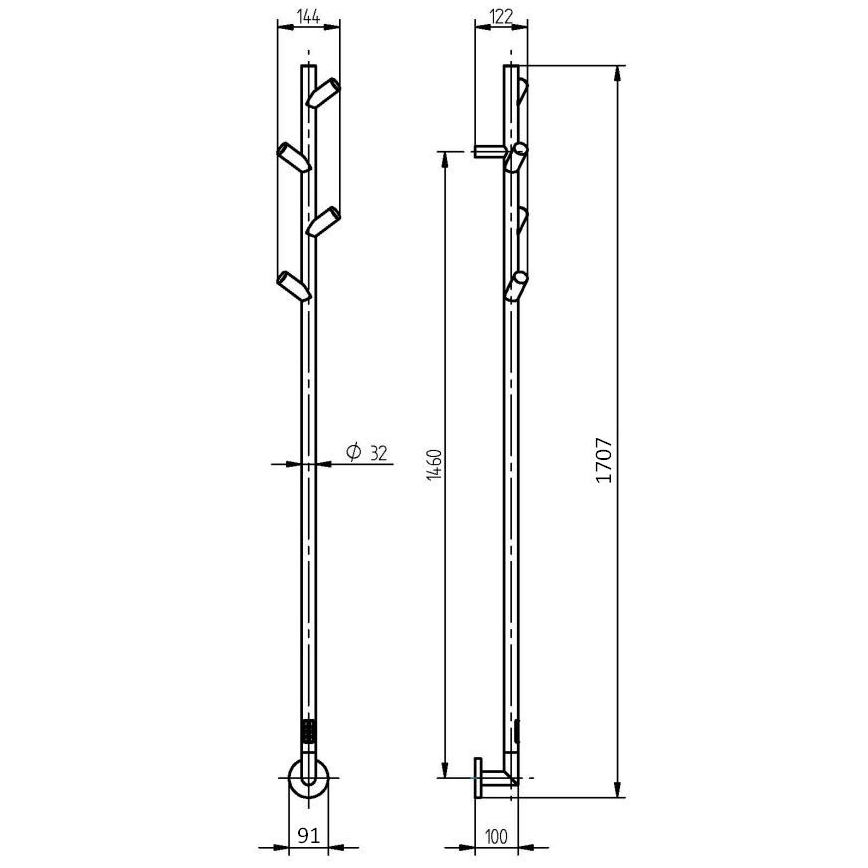 P.M.H. LS1B - Elektriskais dvieļu žāvētājs LISA 24W/230V 170 cm IP44 melns