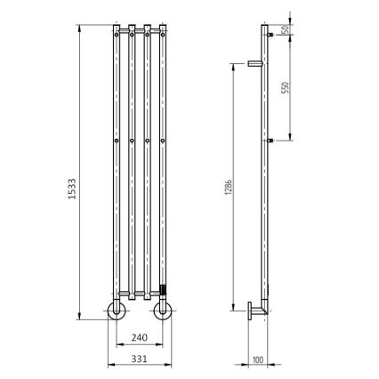 P.M.H. MO1B-R - Elektriskais dvieļu žāvētājs MONA 93W/230V 153,3 cm IP44 melns