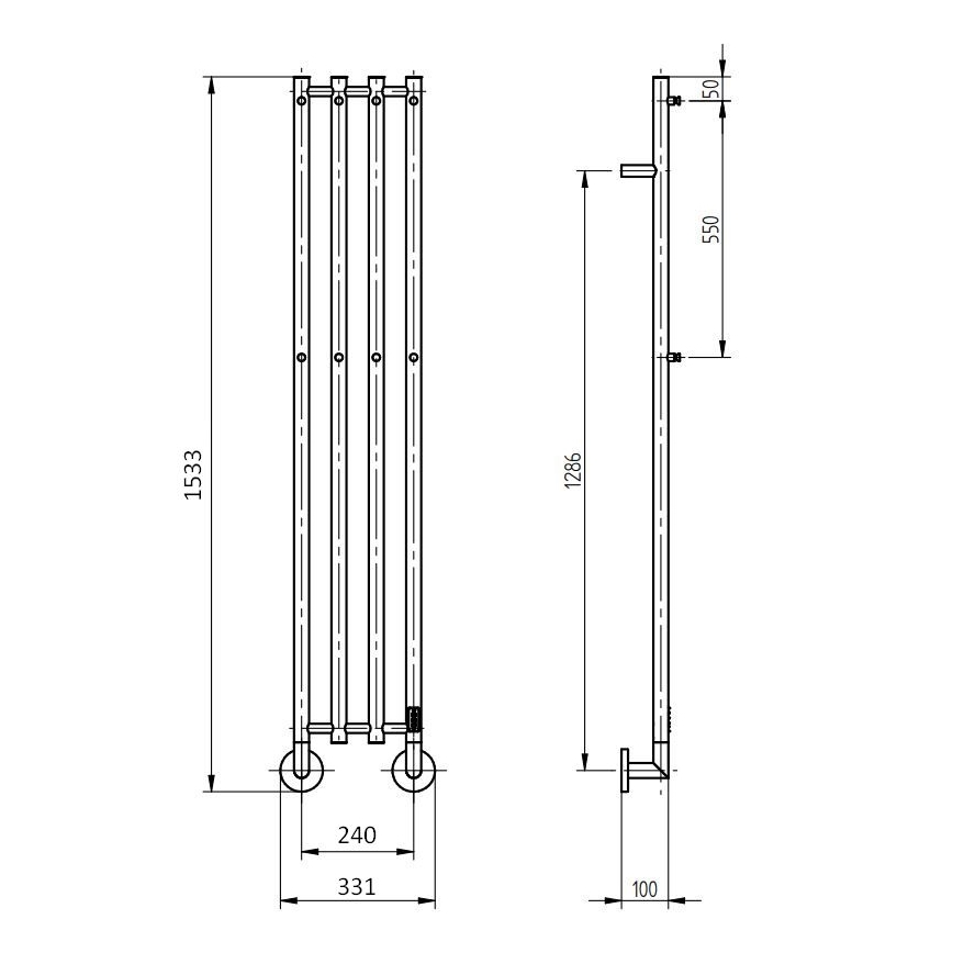 P.M.H. MO1B-R - Elektriskais dvieļu žāvētājs MONA 93W/230V 153,3 cm IP44 melns