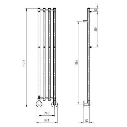 P.M.H. MO1SS-LK - Elektrisks dvieļu žāvētājs MONA 93W/230V 153,3 cm IP44 no pulēta nerūsējošā tērauda