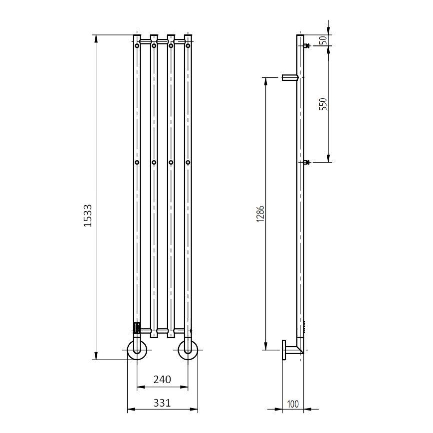 P.M.H. MO1SS-LK - Elektrisks dvieļu žāvētājs MONA 93W/230V 153,3 cm IP44 no pulēta nerūsējošā tērauda