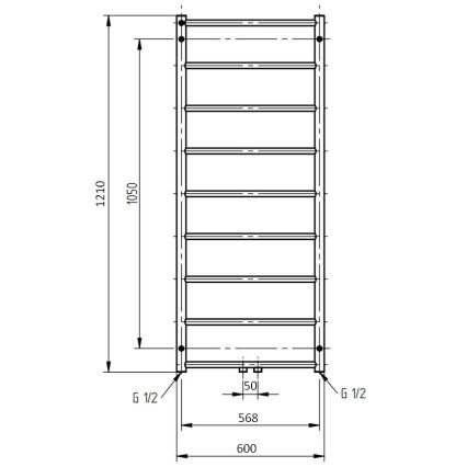 P.M.H. NS4C-M - Vannas istabas kāpņveida dvieļu radiators NAAS 222W 121 cm spīdīgs hroms