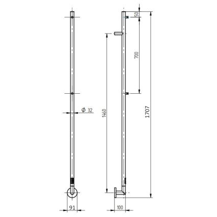 P.M.H. OL1SS - Elektriskais dvieļu žāvētājs OLE 24W/230V 170 cm IP44 pulēta nerūsējošā tērauda