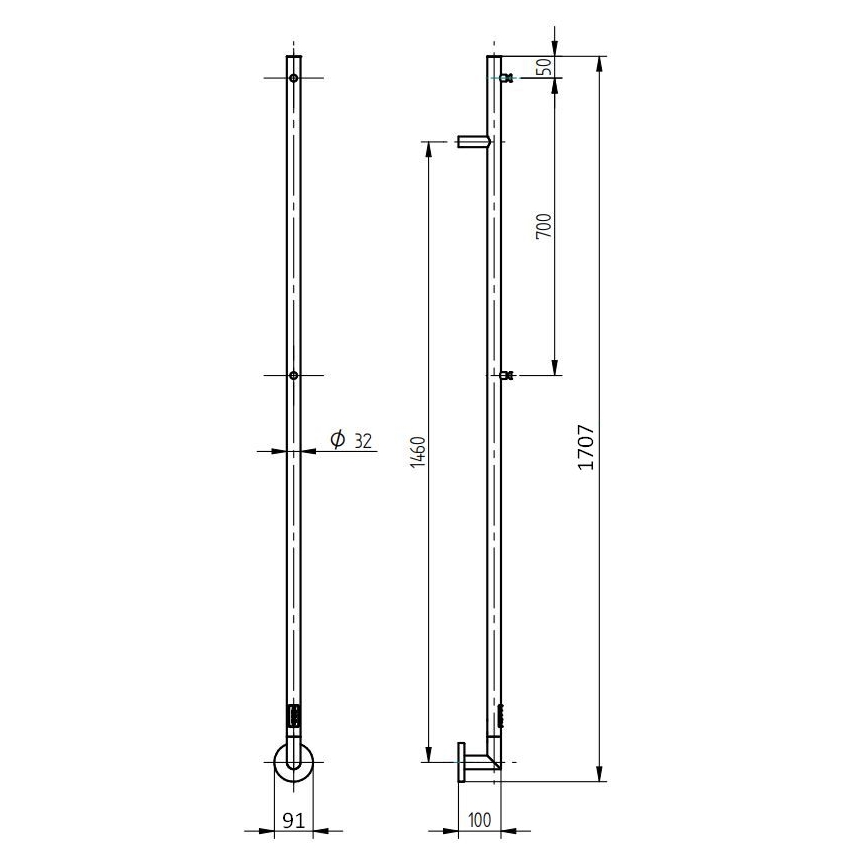 P.M.H. OL1SS - Elektriskais dvieļu žāvētājs OLE 24W/230V 170 cm IP44 pulēta nerūsējošā tērauda