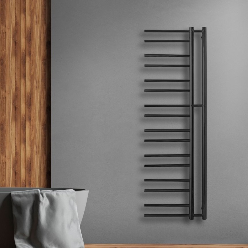 P.M.H. T2B-L - Vannas istabas kāpņu veida dvieļu žāvētājs THEIA 352W 154 cm kreisais/melns