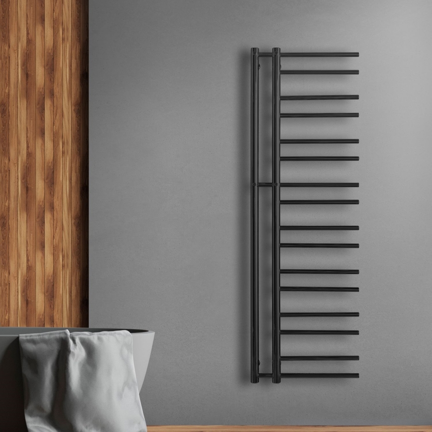 P.M.H. T2B - Vannas istabas kāpņu tipa dvieļu radiators THEIA 352W 154 cm labais/melnais