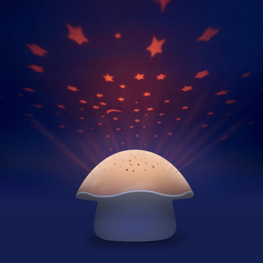 PABOBO - Projektors ar melody STAR MUSHROOM 3xAA lašrozā