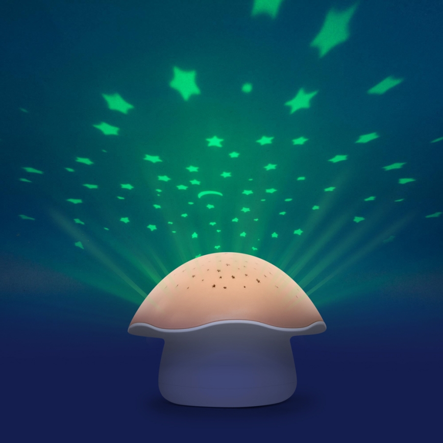 PABOBO - Projektors ar melody STAR MUSHROOM 3xAA lašrozā