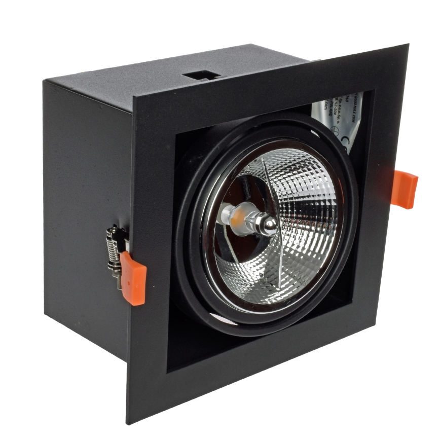 Padziļinājuma gaismeklis PLAZA AR111 1xGU10/12W/230V melns