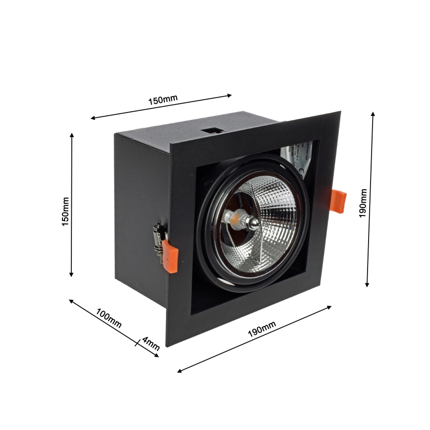 Padziļinājuma gaismeklis PLAZA AR111 1xGU10/12W/230V melns