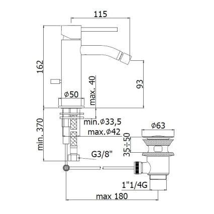 Paffoni - bidē jaucējkrāns + aizplūdes komplekts LIGHT, birstīta zelta apdare