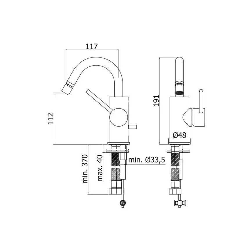 Paffoni - Bidēta jaucējkrāns LIGHT melns