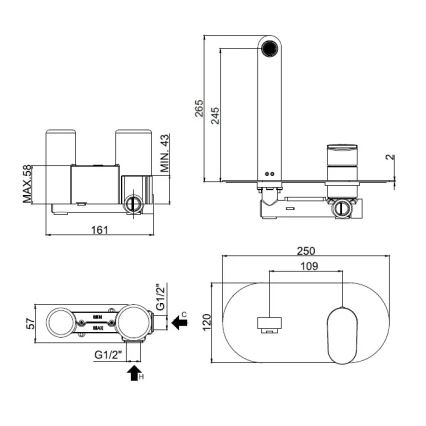 Paffoni - CANDY izlietnes jaucējkrāns iebūvei, spīdīgs hroms