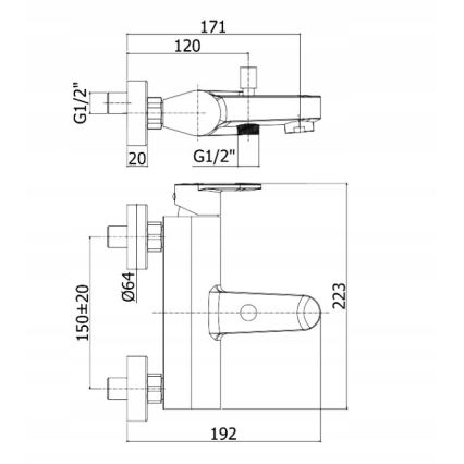 Paffoni - CANDY vannas komplekts ar jaucējkrānu, spīdīgs hroms