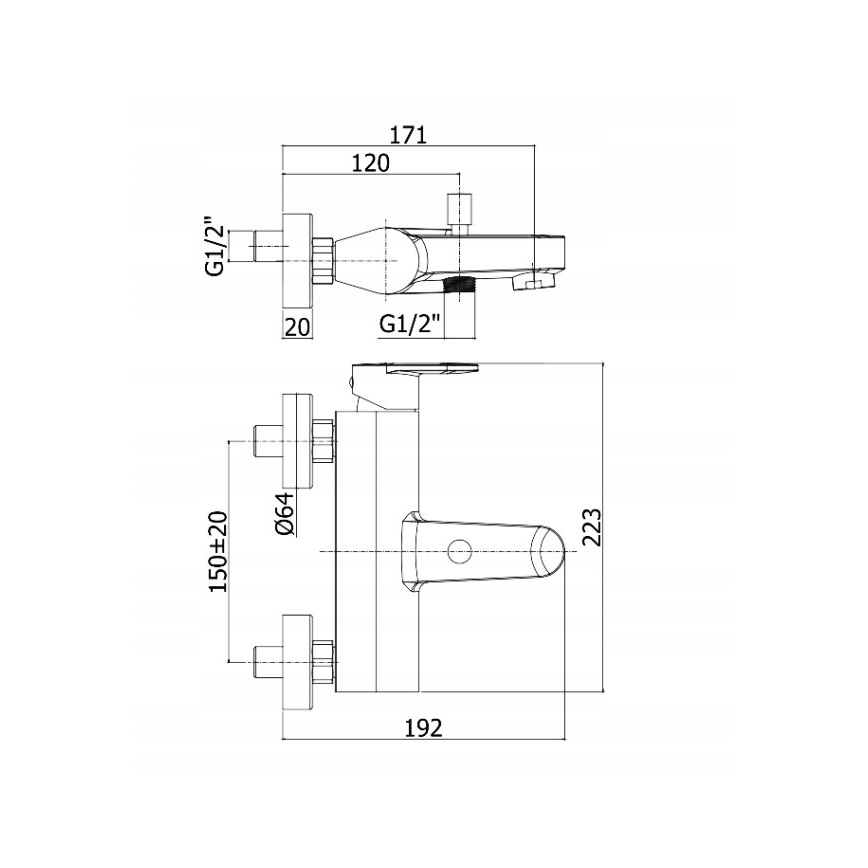 Paffoni - CANDY vannas komplekts ar jaucējkrānu, spīdīgs hroms