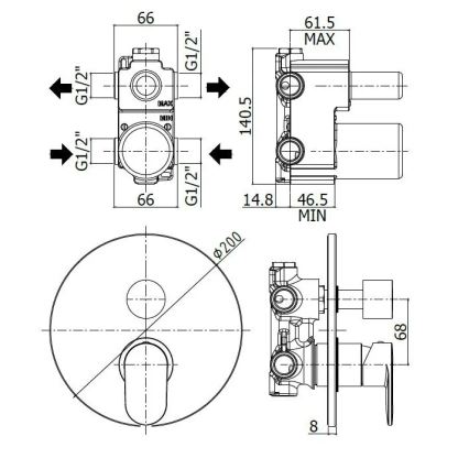 Paffoni - Dušas jaucējkrāns iebūvei CANDY, spīdīgs hroms