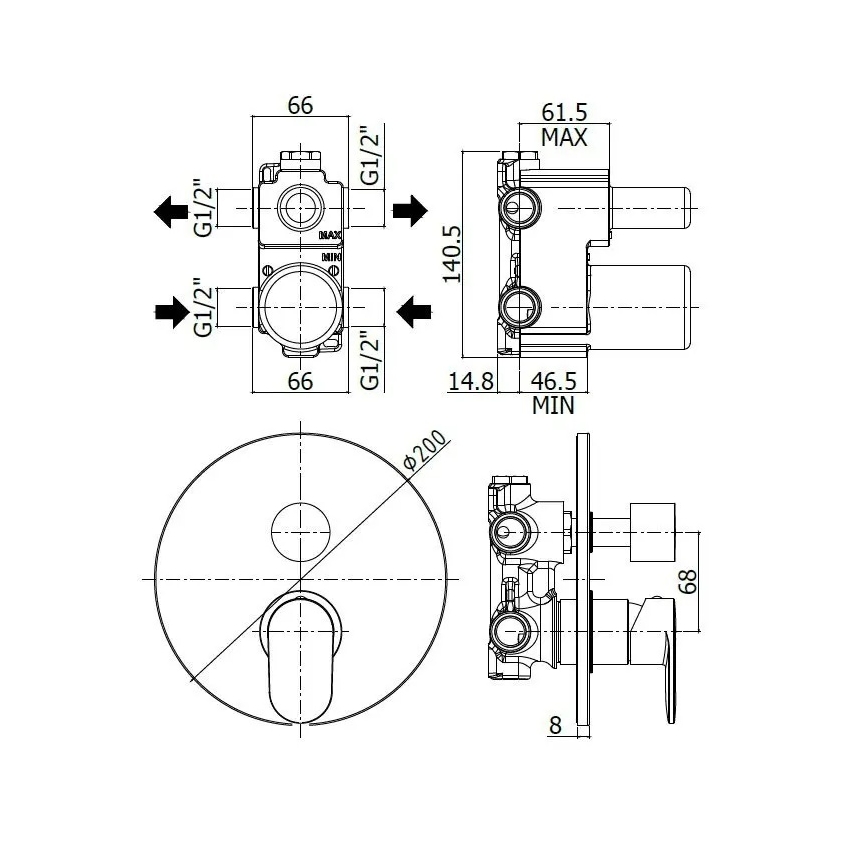 Paffoni - Dušas jaucējkrāns iebūvei CANDY, spīdīgs hroms