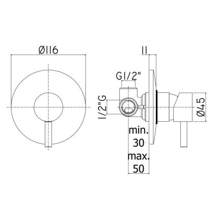 Paffoni - Dušas jaucējkrāns iebūvei LIGHT, matēts hroms