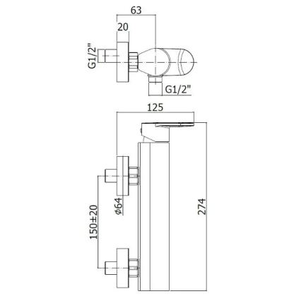 Paffoni - dušas komplekts ar jaucējkrānu CANDY, spīdīgs hroms