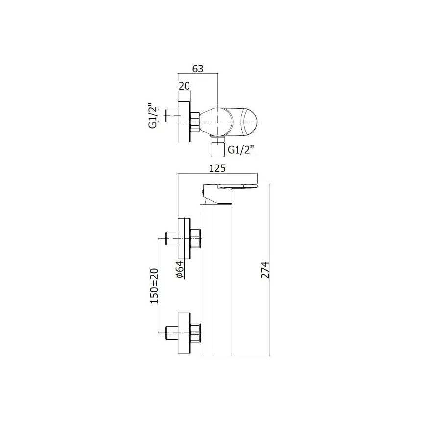 Paffoni - dušas komplekts ar jaucējkrānu CANDY, spīdīgs hroms