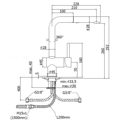 Paffoni - Izlietnes jaucējkrāns ar izvelkamu izsmidzinātāju LIGHT 29,2 cm spīdīgs hroms
